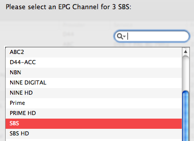 Select EPG from list